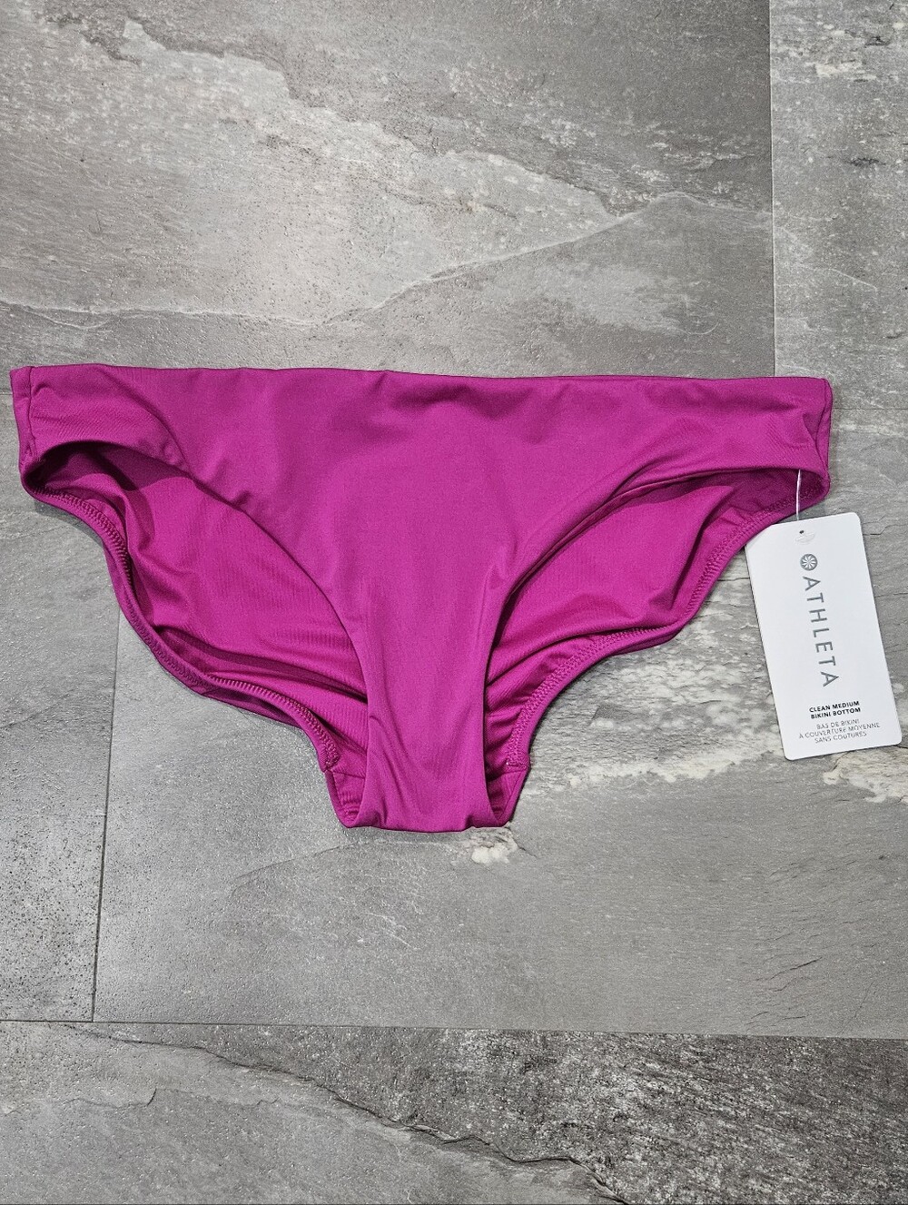 NWT Athleta Women's "Clean Medium Bikini Bottom". Purpleish Magenta Pink. M